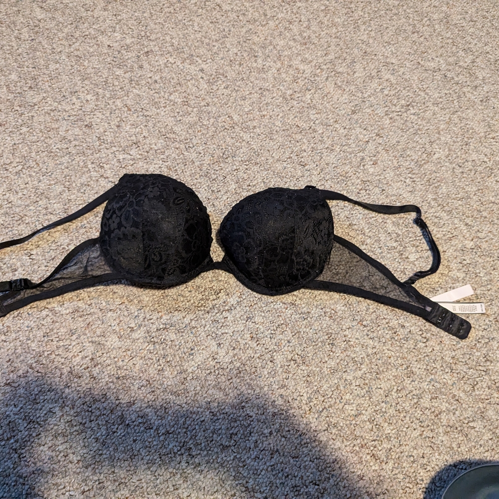 Victoria's Secret Black Bra with Molded Cups and Adjustable Straps